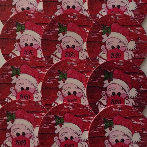 (12) 2020 Christmas Ornament Santa Wearing Masks